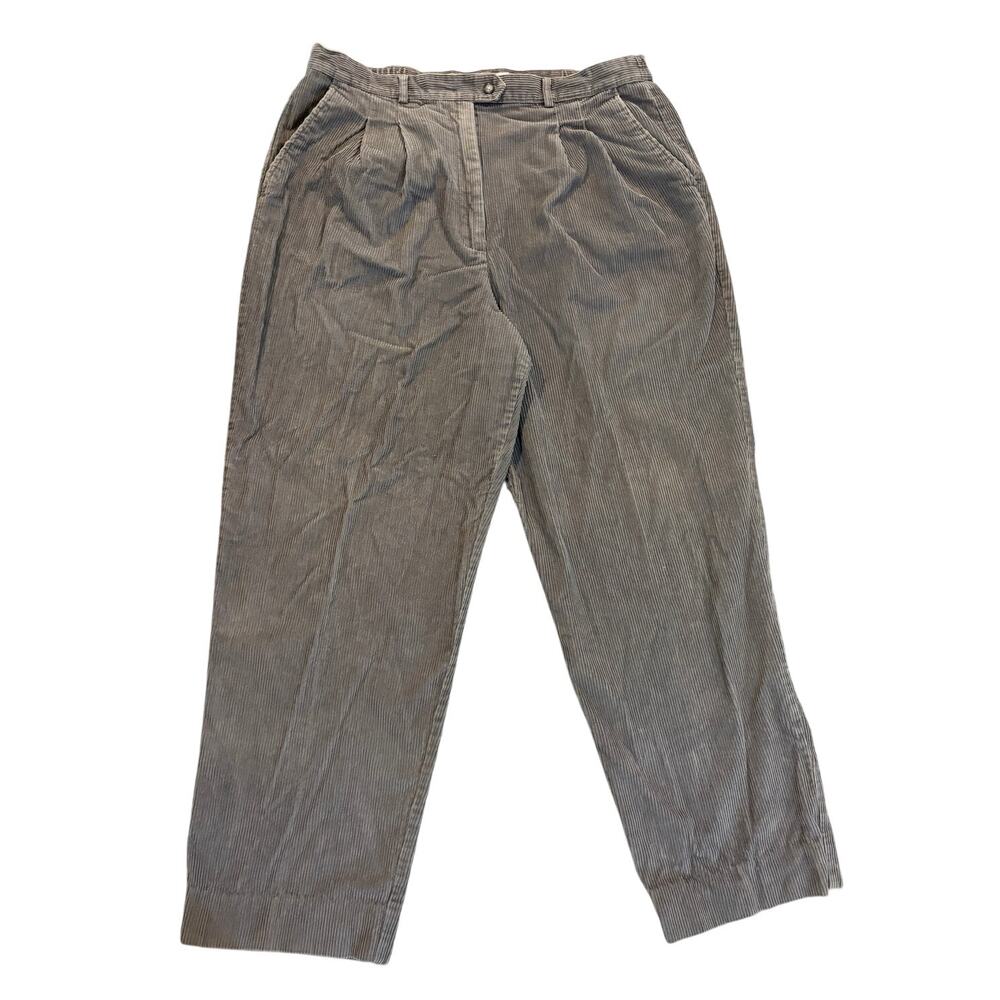 David Brooks/Talbots Corduroy Pant Women Sz 16/ 34x27 Long Gray High-Rise Cotton